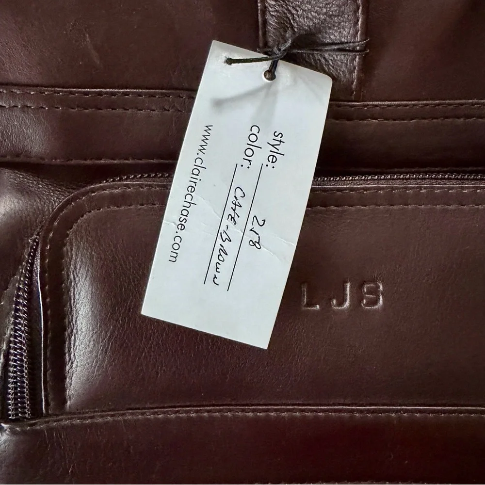 Claire Chase Jumbo Executive Computer Briefcase 100% Cowhide Leather‎ Color Cafe